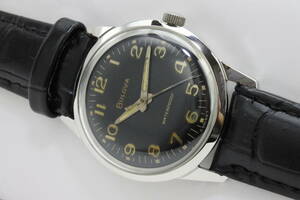 ☆ ☆ ☆ 稀少品１９６０年代製　BULOVA　cal. 11ALC ブラックダイヤル アラビア全数字　スイス製　１７石　手巻紳士腕時計　中古逸品