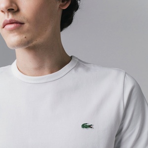 LACOSTE ラコステ スリムフィット クロコエンブレムクルーネックTシャツ ホワイト FR 4/US M 半袖 Tee ①