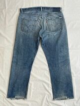 60's 70's 米国製 リーバイス LEVI'S 505 ビッグE 赤耳 裾チェーン ダメージ クラッシュ 実寸W96 L75cm [ta-0810]_画像9