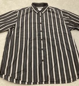 N431 United Arrows gray stripe short sleeves regular shirt L