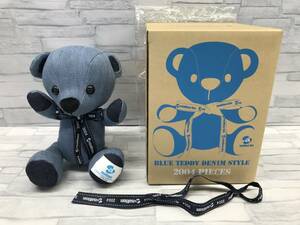 K411★中古 BLUE TEDDY DENIM STYLE テディベア a-nation 2004年 avex 約17センチ ※キズや汚れ等有