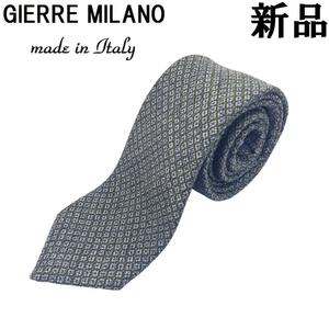 【新品◆イタリア名門◆ハンドメイド】GIERRE MILANO ジエレ ミラノ ネクタイ 毛 ウール オリーブ系×グレー系 緑 灰色 紺 GM313