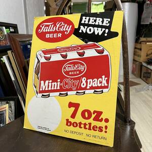 【ディスプレイ / POSサイン】 1975年 Falls City Beer フォールズシティビール ルイビル ケンタッキー州 mini 8 packs 7oz サイズ ビール