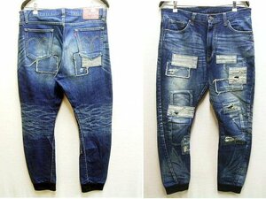 * prompt decision [3]glamb hem rib Unplugged sarrouel denim Anne plug do monkey L Denim repair damage crash remake pants #3942