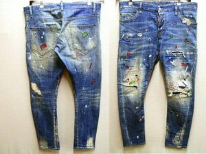 ◇即決[50]DSQUARED2 18SS SEXY TWIST JEAN 落書き Baby Print 総柄 リペア ストレッチ デニム セクシーツイスト S74LB0317 パンツ■4430