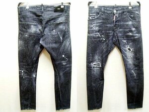 ◇即決[48]DSQUARED2 20AW SEXY TWIST JEAN ブラック S71LB0860 ストレッチ デニム セクシーツイスト スリム ジーン パンツ■4685