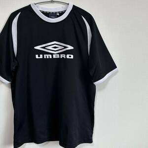激レア UMBRO アンブロ ビッグロゴ ビッグサイズ サッカー ゲームシャツ 半袖 リンガー Tシャツ ブラック XL