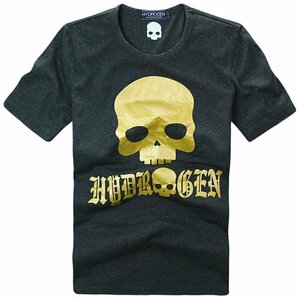 新品◆【格好いい】【通気品】メンズ半袖ＴシャツHYDROGENハイドロゲントップスX濃いグレーL