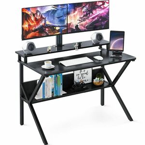 [ color : black ]KKL computer desk monitor pcs attaching width 100cm× depth 60