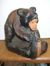 木彫り　熊＆鮭　置物　飾り　彫刻_画像2