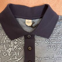 【新品】Berluti Striped Scritto Polo Shirt Blue Majorelle ベルルッティ ストライプ スクリット ポロシャツ ブルー マジョレル size S_画像3