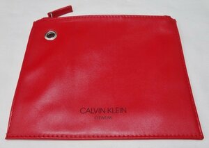 ■カルバンクライン ポーチ 小物入れ レザー 赤 CALVIN KLEIN■