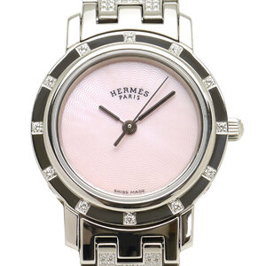 Hermes Hermes Clipper Nakure Diamond CL4.230 Ladies Quartz SS Pink Shell Dial