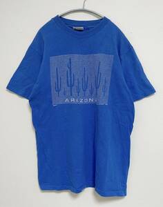 送料210円〜 ヴィンテージ 80s USA製 HANES ヘインズ Arizona アリゾナ　サボテン プリント Tシャツ 袖口 裾 シングルステッチ size M 