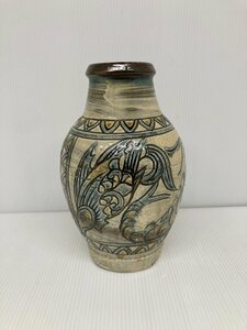  human national treasure gold castle next . Tsuboya . fish sea . writing vase flower go in . lamp Okinawa height approximately 29.5cm box less 