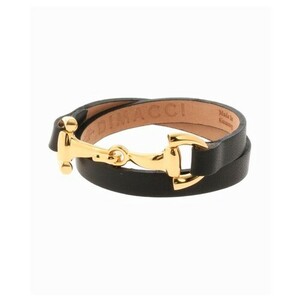 完売★L'Appartement　DEUXIEME CLASSE 　DIMACCI ブレスレット Horse Buckle Blacelet ブラックレザー /MF OS ゴールドジュエリー★