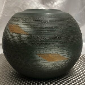 【中古/長期保管品/KU】信楽焼 兼山 花瓶 花器 花入れ フラワーベース 高さ約20.5cm 陶器 置物 インテリア　MZ0821