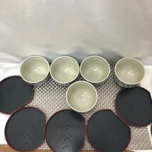 【保管品/KSH】美濃焼 定園窯 湯呑5客 蓋 茶たく付き 茶器セット 銘々 和食器 お茶会 ティーパーティー 日本茶会 RS0829/00000_画像3