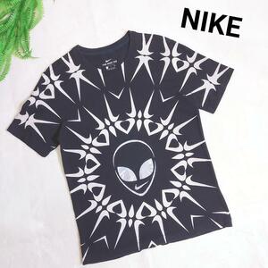 NIKE エイリアン・総柄Tシャツ 半袖 黒&ライトグレー系・宇宙人 Sサイズ 80611