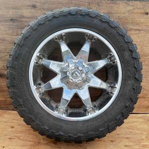 M中古良品★FUEL OFFROAD OCTANE CHROME 20インチ ホイール＆タイヤ 1本のみ 9.5J+27 PCD150 5H 33×12.50R20LT ランクル等