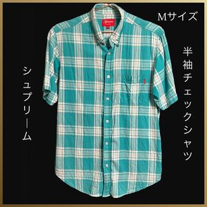 SUPRIME シュプリーム　オンブレチェックシャツ 半袖　グリーン　Mサイズ　人気