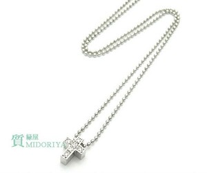 [ зеленый магазин ломбард ] Star Jewelry бриллиант Cross колье 0.17ct Pt900[ б/у ]