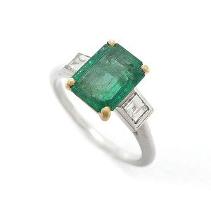 [ green shop pawnshop ] Cartier emerald * diamond ring Cartier Paris stamp Vintage jewelry [ used ]