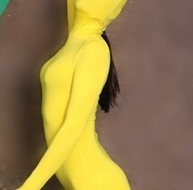 全身タイツ 薄い生地 黄色い 男性女性兼用 EXLサイズ ゼンタイ コスプレ ZENTAI レオタード ボディースーツ 仮装 コスチューム 戦隊_画像1