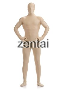 全身タイツ ベージュ 男性女性兼用 2XLサイズ ゼンタイ コスプレ ZENTAI レオタード ボディースーツ 仮装 イベント コスチューム 戦隊