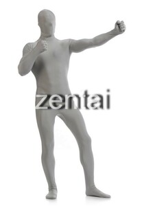 全身タイツ 薄いグレー 男性女性兼用 Lサイズ ゼンタイ コスプレ ZENTAI レオタード ボディースーツ 仮装 イベント コスチューム 戦隊