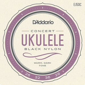 D'Addario Pro-Arte Rectified Black Nylon EJ53C .0260-.0280 Concert コンサート用ブラックナイロン弦 ウクレレ弦