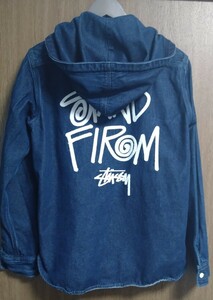 ステューシーstussy デニム　パーカー　ロゴ　Sサイズ