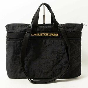SONIA RYKIEL PARIS 2WAYバッグ ソニアリキエル ブラック 黒 刺繍ロゴ ナイロン ショルダーバッグ ハンドバッグ bag 鞄 婦人 レディース