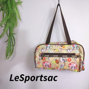 LeSportsac キノコ柄・マルチカラー・ナイロン素材ハンドバッグ レスポートサック 総柄 イラスト 82234