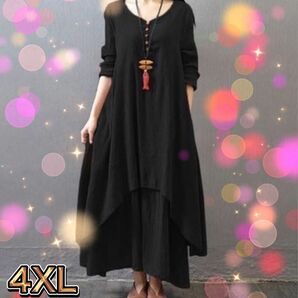 4XL ブラック　ゆったり　ワンピース　可愛い　大特価　SALE 1880円