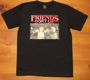 新品 【Stranger Things】ストレンジャーシングス Friends Don’t Lie プリント Tシャツ 黒 L // SF ドラマ ホラー ダスティン マイク