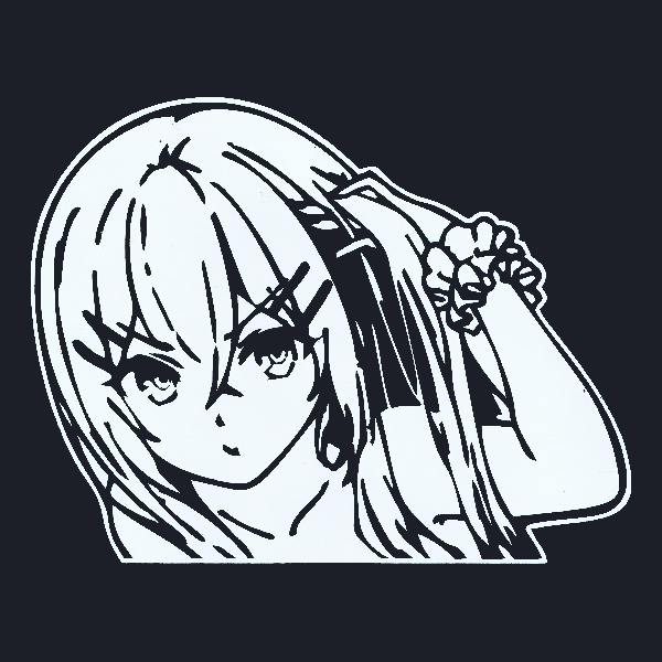  разрезные наклейки [ видеть ... девушка Chan ] белый цвет глянец есть маленький боль машина GAL прекрасный девушка симпатичный глаз линия предотвращение преступления модный 