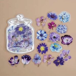 青と紫のお花シールセット