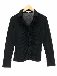 NARACAMICIE ウール100% フリル カットソー sizeS/黒 ■◇ ☆ dha7 レディース