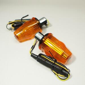 Pair of indicators handlebar end indicator LED VESPA ベスパ 12V ウインカーセット オレンジ 50s 100 125ET3 Rally Sprint バーエンド