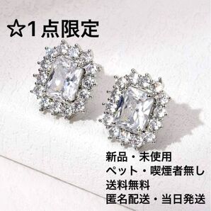 新品、ペット・喫煙者無し、送料無料、当日発送、匿名配送 キュービックジルコニア&幾何学模様デコレーション スタッドピアス