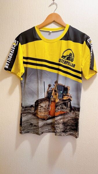 新品★イエロー&グレー★CAT★キャタピラー★Tシャツ★ユニセックス★L★最終値下げ★他フリマでもセール中★現品限り!