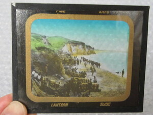 Старое фото/стеклянная фото/стеклянная тарелка/слайд/морской пляж военный униформ солдат/Showa War/Retro Rare Rare