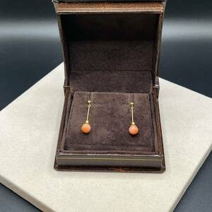 [ beautiful goods ].. coral earrings K18 18 gold 