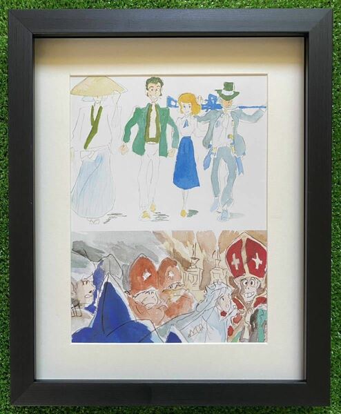 【額装品】ルパン　カリオストロの城　イメージボード　宮崎駿　L STUDIO GHIBLI 検)セル画　原画　ポストカード　イラスト