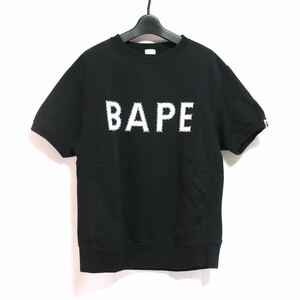 希少【a bathing ape】BAPE ロゴ ラインストーン/半袖 スウェット Tシャツ/トレーナー/nigo/ア ベイシングエイプ