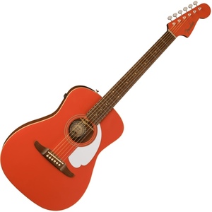 Fender Malibu Player, Walnut Fingerboard, White Pickguard, Fiesta Red электроакустическая гитара . крыло .