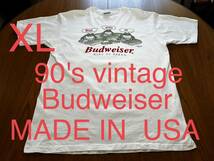 ① 90's vintage Budweiser Tシャツ　カエル　バドワイザー　ヴィンテージ 爬虫類　アメリカ製　シングルステッチ　MADE IN USA_画像1