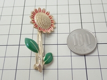 L466　ヴィンテージ ブローチ　ひまわり　エナメル　ゴールドカラー　Vintage　brooch_画像9