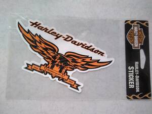 送料180円～●ハーレーダビッドソン HARLEY-DAVIDSON●イーグルステッカー　白×黒×オレンジ